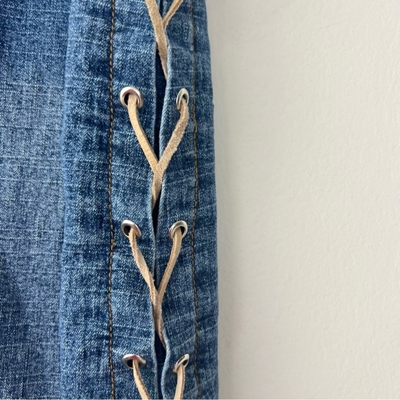 Vintage Central Park Lace Up Denim Midi Skirt - Picture 5 of 9